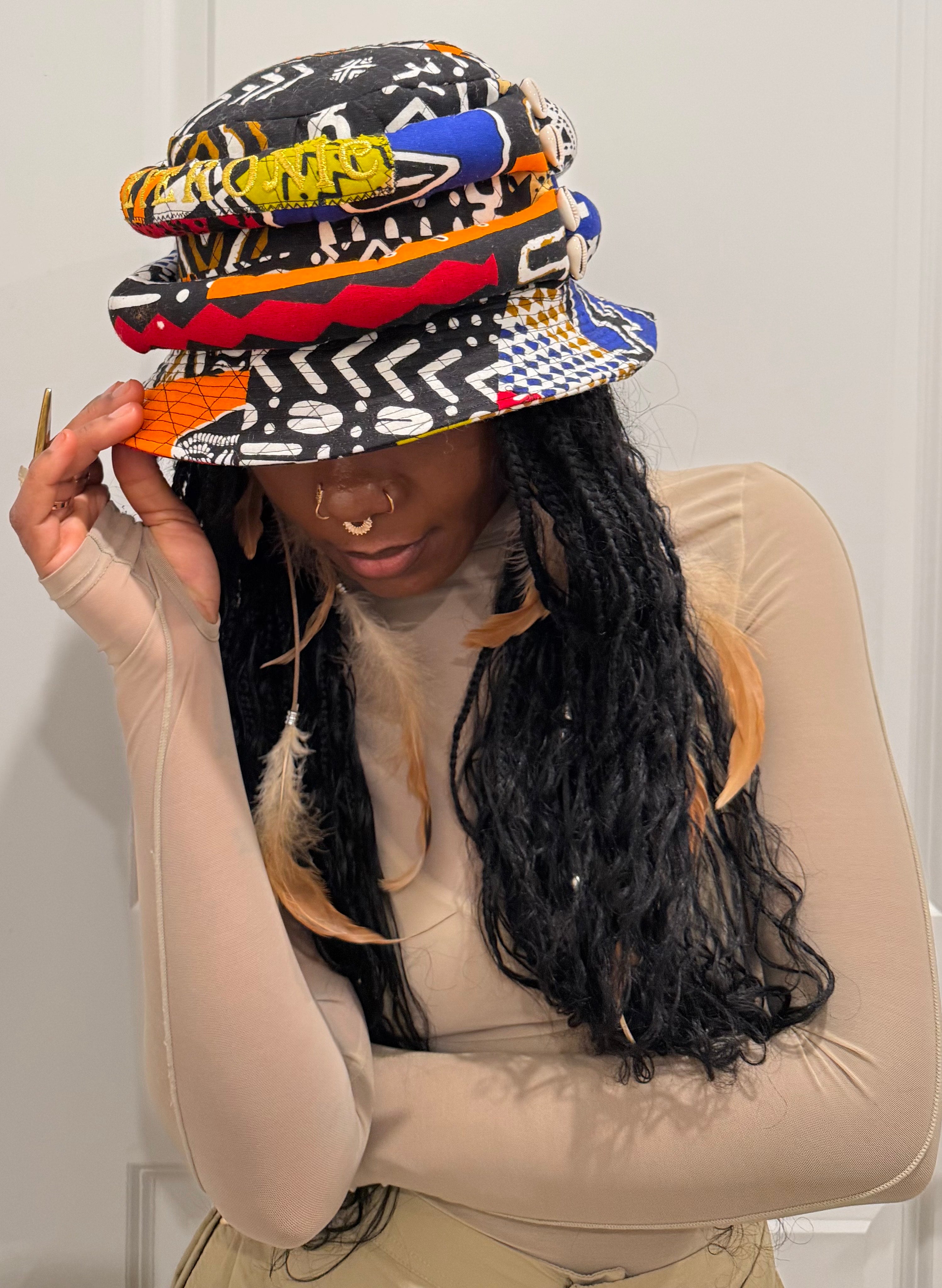 Multi-Dimensional Color Quilted African Fashion Bucket Hat