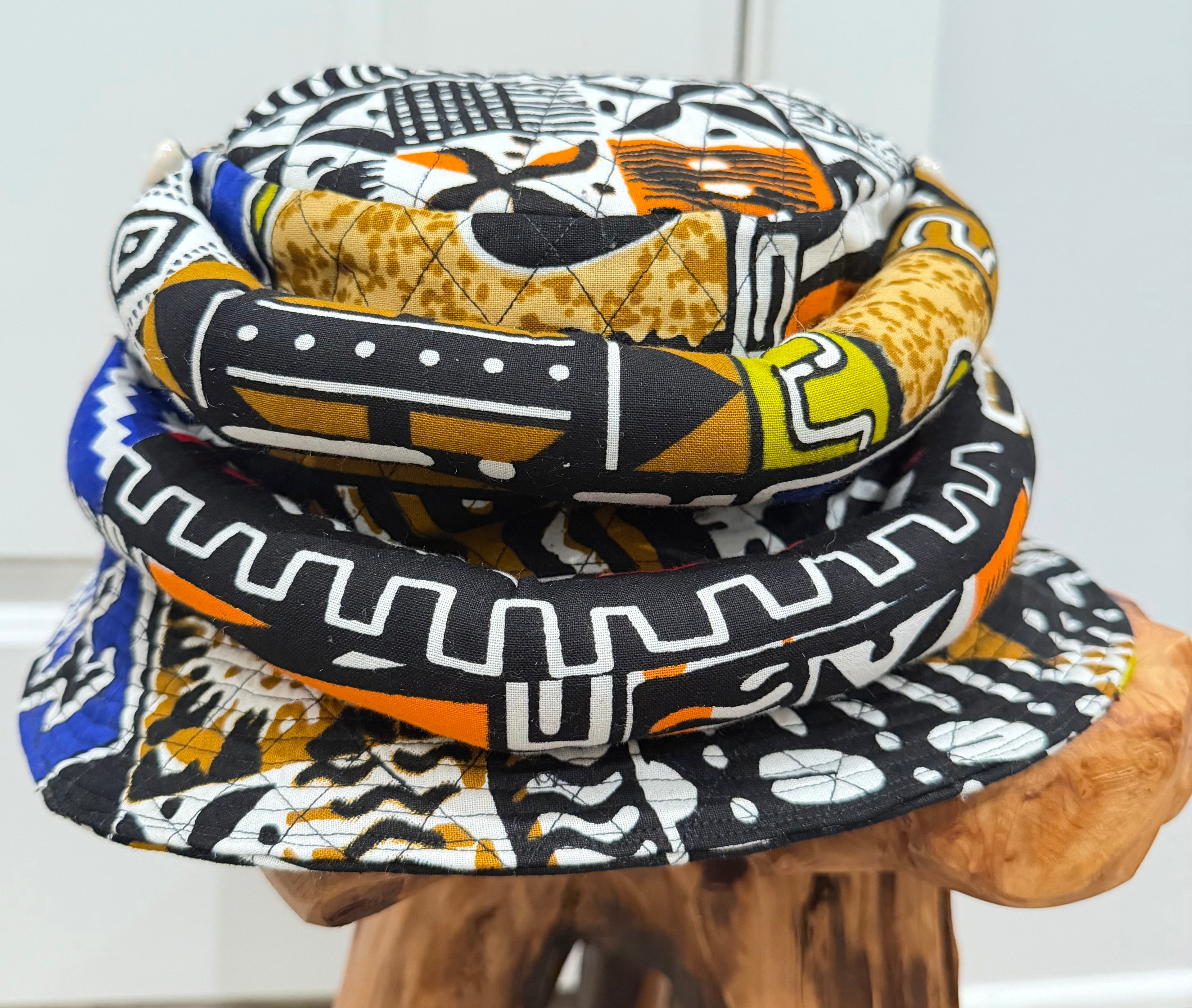 Multi-Dimensional Color Quilted African Fashion Bucket Hat
